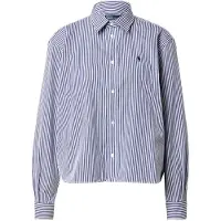 Ralph Lauren för kvinnor. 211891419001 Avskuren bomullsskjorta med blå ränder (M), Casual, Lång ärm