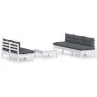 vidaXL Loungegrupp med antracit dynor 6 delar massiv furu