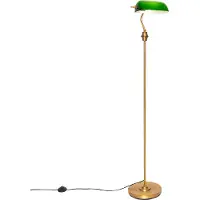 QAZQA Smart Banker Golvlampa Brons med Grönt Glas inkl. WiFi A60