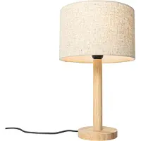 QAZQA Rustik bordslampa trä med linneskärm beige 25 cm - Mels