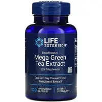 Life Extension Mega grönt teextrakt 98% polyfenoler - 100 Vcaps, en per dag koncentrerad antioxidant med låg koffein