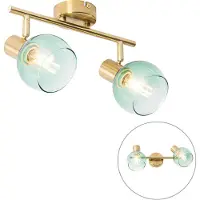 QAZQA Art Deco-spotlight guld med grönt glas 2-ljus - Vidro
