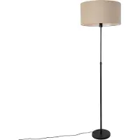 QAZQA Golvlampa svart justerbar med skärm ljusbrun 50 cm - Parte