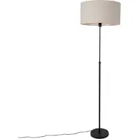 QAZQA Golvlampa svart justerbar med ljusgrå skärm 50 cm - Parte