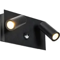 QAZQA Utomhusvägglampa svart inkl LED 2-ljus rörelsesensor - Simon