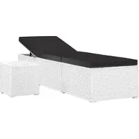vidaXL Solsäng med dyna & bord konstrotting vit