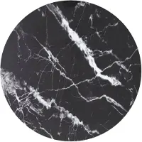 vidaXL Bordsskiva svart Ø70x0,8 cm glas med marmormönster