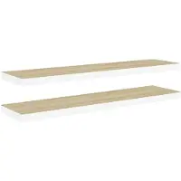 vidaXL Svävande vägghyllor 2 st ek och vit 120x23,5x3,8 cm MDF