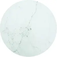 vidaXL Bordsskiva vit Ø70x0,8 cm glas med marmormönster