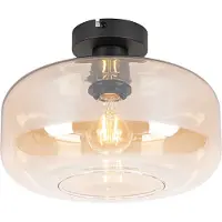 QAZQA Art Deco-taklampa svart med bärnstensglas - Bizle