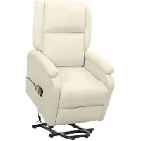 vidaXL Massagefåtölj med uppresningshjälp gräddvit tyg
