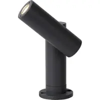 Lucide Tatum LED-sockellampa med vridbar spotlight, Svart, Aluminium / grå / zink, Modern, LED-utomhuslampa