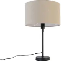 QAZQA Bordslampa svart justerbar med skärm ljusbrun 35 cm - Parte