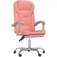 vidaXL Kontorsstol med vilfunktion, rosa, konstläder