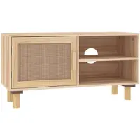 vidaXL Tv-bänk Brun 80x30x40 cm massiv furu och naturlig rotting