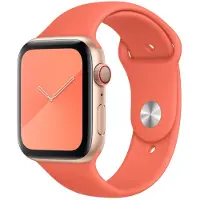 Apple 44mm Sport Band - KlocKräm för smart klocka - storlek S/M och M/L - klementin - för Watch Hermès Series 9, SE 3, Series 10, Series 11, Series 8, Series 9, Ultra 2, Ultra 3