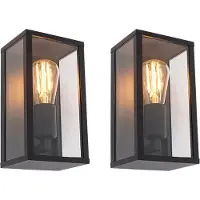 QAZQA Set med 2 industriella vägglampor svarta 26 cm IP44 - Charlois