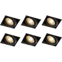 QAZQA Set med 6 infällda spotlights svarta GU10 vridbara utan ram - Oneon