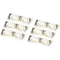 QAZQA Set med 6 infällda spotlights vita GU10 vridbara trimless 2-ljus - Oneon