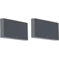 QAZQA Set med 2 utomhusvägglampor mörkgrå 17,5 cm inkl LED - Batt