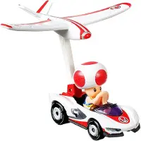 Hot Wheels Die-Cast Mario Kart Toad i P-Wing Kart med Flygplansdrake