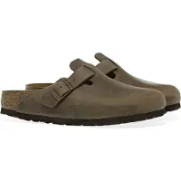 Birkenstock för män. 960811 Lädertofflor Boston (Vanlig passform) brun (39), Hud, Karta, Ingen, Casual