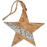 Sublime Market Connect Décoration de fête - Argenté - Étoile en bois - 17x2,5x34 cm - Noël - Objets décoratifs silver