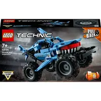 LEGO 42134 Technic Monster Jam Megalodon, leksaksbil för barn +7 år 2 i 1 lastbil och lågracer Lusca Pull-Back