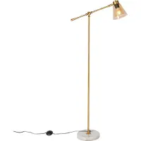 QAZQA Art Deco golvlampa brons med marmor och bärnstensglas - Nina