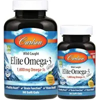 Carlson Labs Carlson, Vild norsk, Elite Omega-3 pärlor, Naturlig Citron, 1 600 mg, 120 mjuka kapslar (800 mg per mjuk kapsel)