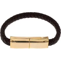 Silver Bar USB-laddnigskabel-armband brun C-serien Android 18,5 cm 2289