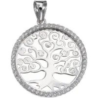 Silver Bar Tree of Life zirkon hängsmycke 24 mm 7260