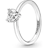 Pandora Stackable Sparkling Heart Solitaire Sterling silver ring 191165C01-52