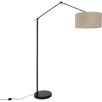 QAZQA Golvlampa svart med ljusbrun skärm 50 cm justerbar - Editor