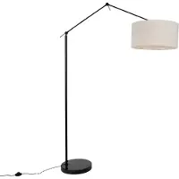 QAZQA Golvlampa svart med ljusgrå skärm 50 cm justerbar - Editor