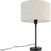 QAZQA Bordslampa svart justerbar med ljusgrå skärm 35 cm - Parte