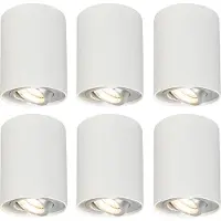 QAZQA Set med 6 spotlights vita roterbara och vinklingsbara - Rondoo 1 Up