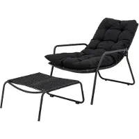 Bloomingville Boel solstol med fotpall, svart, metall