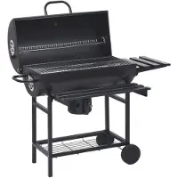 vidaXL Grilltunna med hjul och bord svart stål 115x85x95 cm
