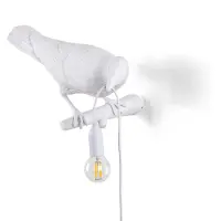 Seletti Bird Lamp dekorativ vägglampa för utomhusbruk, höger, vit, Vitt / opal, Syntetmaterial, Design