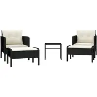 vidaXL Loungegrupp med dynor 5 delar konstrotting svart