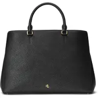 Ralph Lauren för kvinnor. 431898556005 Hanna stor satchelväska i svart läder (OSFA), Casual, Hud