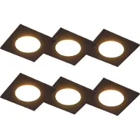 QAZQA Set med 6 infällda spotlights svart inkl LED 3-stegs dimbar IP65 - Simply