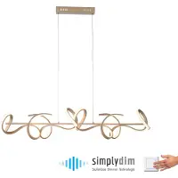 JUST LIGHT Pendellampa Curls, dimbar, Brun / mässing, Vardagsrum / matsal, Aluminium / grå / zink, Modern