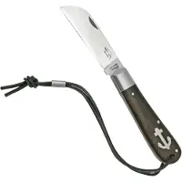 Otter Anchor knife 172 R LB Large Stainless, Smoked Oak, Stainless Anchor, Leather Strap, pocket knife