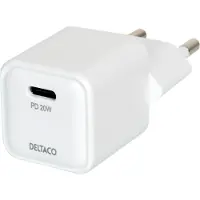 Deltaco mini - Strömadapter - 20 Watt - PD (USB-C) - vit