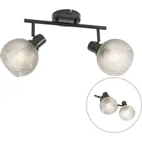 QAZQA Design spotlight svart med rökglas 2-ljus - Chico