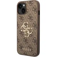 GUESS 4G Big Metal Logo-fodral för iPhone 14 – Brunt