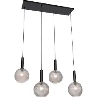 QAZQA Design Hänglampa Svart med Rökglas 4-ljus - Chico