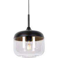 QAZQA Design Hänglampa svart med guld och rökglas - Kyan